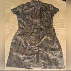 Women's Chinese Qipao Cheongsam Dress, Rear Zip, Front Slit, Sz 8, (Waist 30")